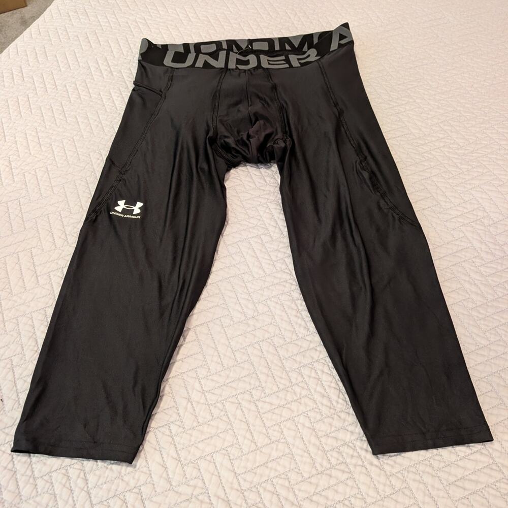 NWT Under Armour Men's HeatGear Armour 3/4 Leggings Size XL Black (0294)